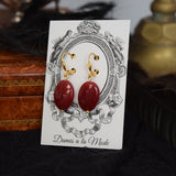 Red Carnelian Dangle Earrings - Large Oval stones