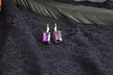 Violet Purple Aurora Crystal Earrings - Medium Octagon