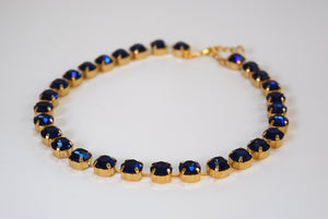 Dark Blue Swarovski Crystal Collet Necklace - Small Round