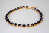 Dark Blue Swarovski Crystal Collet Necklace - Small Round