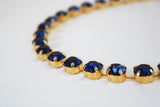 Dark Blue Swarovski Crystal Collet Necklace - Small Round