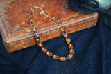 Orange Topaz Aurora Crystal Collet Necklace - Large Oval