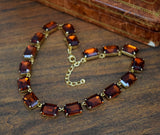 Madeira Topaz Aurora Crystal Collet Necklace - Large Octagon