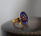 Faux "Enamel" ring with Red Flower