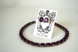 Dark Purple Crystal Collet Necklace - Small Octagon