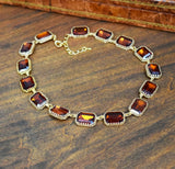 Madeira Topaz Aurora Crystal Necklace - Crown Setting - Large Octagon