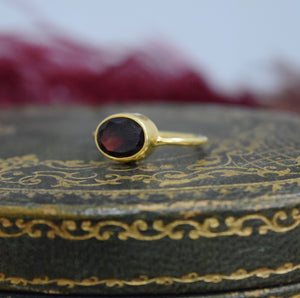 ON SALE - Garnet Gemstone Vermeil Ring SIZES 4.5 & 5.5