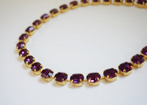 Amethyst Purple Swarovski Collet Necklace - Small Oval