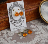 $10 Treats! Orange Swarovski Earrings - Small Round