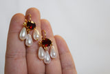 Girandole Earrings - Small Crystal and Pearl
