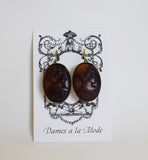 Cameo Earrings - Extra Large Brown Tortiseshell