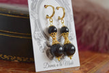 Black and Gold Filigree Earrings