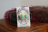 Turquoise Crystal Lace Edge Earrings - Medium Oval