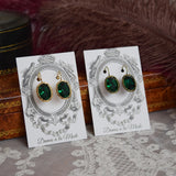 Emerald Swarovski Crystal Earrings - Medium Oval Collar Settings