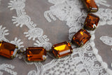 Orange Topaz Aurora Crystal Collet Necklace - Large Octagon