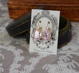 Blush Pink Crystal Earrings - Large Oval 2 stone