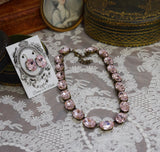 Blush Pink Aurora Crystal Collet Necklace - Large Oval