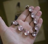 Blush Pink Aurora Crystal Collet Necklace - Large Oval