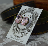 Blush Pink Aurora Crystal Earrings - Large Oval