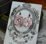 Blush Pink Aurora Crystal Earrings - Large Oval