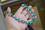 Bright Aqua Blue Aurora Crystal Necklace - Medium Octagon