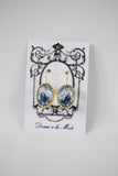 Light Blue Crystal Crown Earrings - Large Ovals