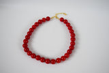 Red Coral Beaded Necklace - Large