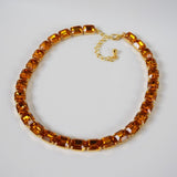 Orange Topaz Collet Necklace - Small Octagon