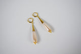 Long Pearl Teardrop Earrings with Golden Cap