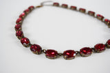 Raspberry Pink Crystal Collet Necklace - Medium Oval