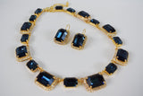 Navy Blue Swarovski Crystal Octagon Halo Necklace