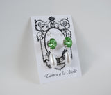 Peridot Green Crystal and Pearl Earrings