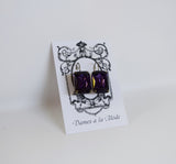 Dark Purple Crystal Earrings - Large Octagon