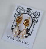 Colorado Topaz Crystal and Pearl Dangles