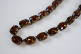 Brown Topaz Crystal Collet Necklace - Large Oval