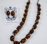 Brown Topaz Crystal Collet Necklace - Large Oval