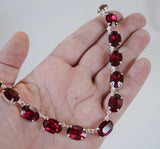 Dark Pink Swarovski Crystal Necklace - Medium Oval