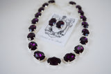 Amethyst Swarovski Crystal Collet Necklace - Large Oval