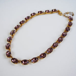 Light Amethyst Purple Crystal Collet Necklace - Medium Oval