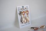 Blush Pink Crystal and Pearl Dangles - Medium Oval Stones, Large Pearls