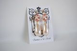 Blush Pink Crystal and Pearl Dangles - Medium Oval Stones, Large Pearls