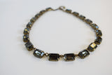 Dark Grey Swarovski Collet Necklace - Medium Octagon