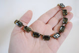 Dark Grey Swarovski Collet Necklace - Medium Octagon