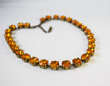 Orange Topaz Collet Necklace | Crystal Riviere Necklace - Small Round