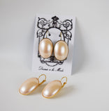 Pearl Cabochon Earrings - Extra Large Oval