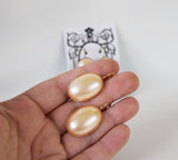 Pearl Cabochon Earrings - Extra Large Oval