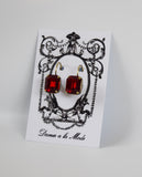 Garnet Red Swarovski Crystal Earrings - Small Octagon