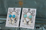 Faux Turquoise and Pearl Dangles - Round