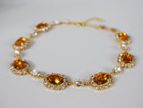 Large Swarovski Orange Topaz Halo Necklace