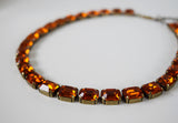 Madeira Topaz Swarovski Crystal Collet Necklace - Small Octagon